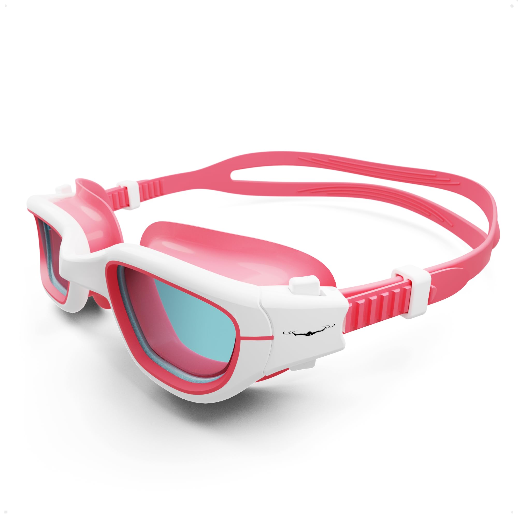 AqtivAqua Kids Swimming Goggles Kids 6-14 3-6 Swim Goggles for Childrens Girls Boys MINI-DXP (Pink&white, Polarized lenses)
