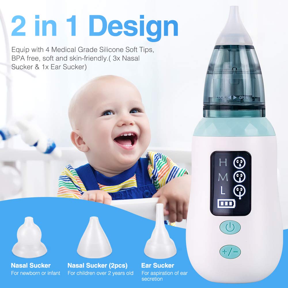 Nasal Aspirator Queenmew Baby Nose Cleaner Electric & Ear Wax Remover