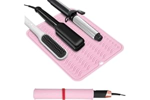 Quccefods Heat Resistant Mat Oversize Curling Iron Mat Silicone Hot Hair Tools Mat for Hair Straightener,Flat Irons,Hair Styling Tools Countertop protection Portable Travel Mat 14.2" x 11"