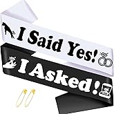 SKJIAYEE "I Asked ! & I Said Yes ! - 2 Pcs Groom to Be Sash and Bride to Be Sash Kit, Black White Bachelor & Bachelorette Party Sashes for Wedding Bridal Shower Decorations Engagement Gifts