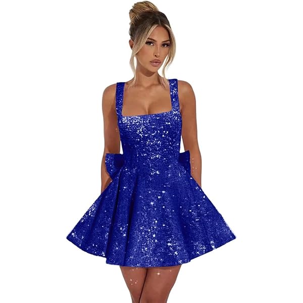 bow blue sequinned line dress Lola + The Boys Baby Blue Sequin Bow Dress, 2