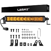 LASFIT 12&rdquo; LED Light Bar Amber Spot Flood Combo Off Road Auxiliary Light | Slim Single Row Yellow LED Bar with DT Connector IP67 Waterproof for Truck Boat SUV ATV UTV Pickup