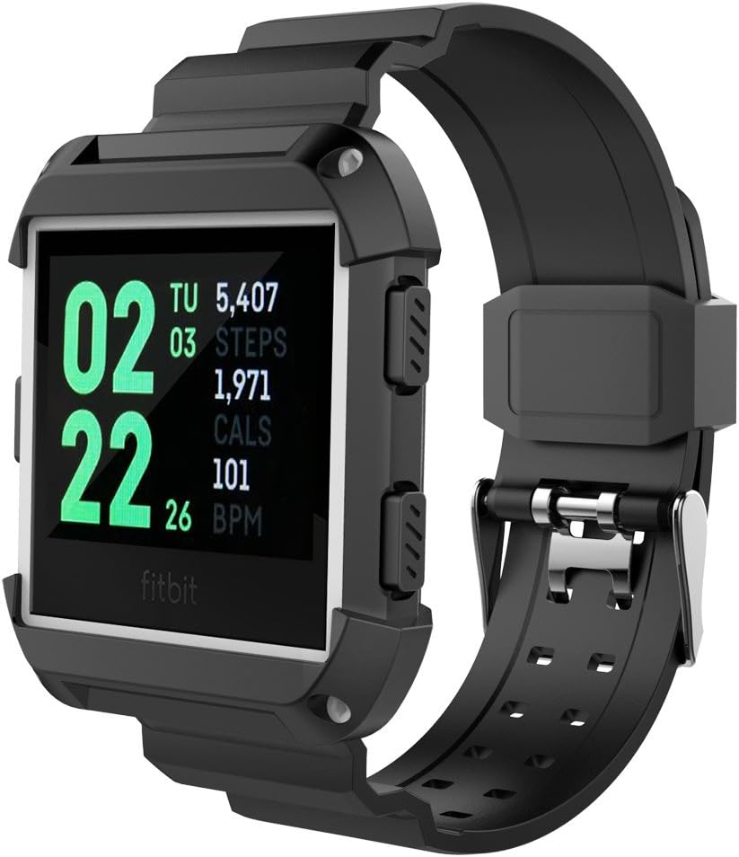 UMTELE Compatible for Fitbit Ionic Accessory, [Rugged Pro] Resilient Protective Case with Strap Bands Replacement for Fitbit Ionic Smart Watch