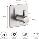 AIKZIK 4 Pack Self Adhesive Hooks 8kg Stainless Steel Bathroom Kitchen view 2