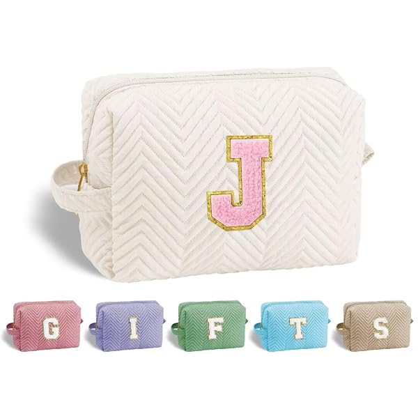 YOOLIFE PERSONALIZED FOR HER – MONOGRAMMED WHITE INITIAL MAKEUP BAG