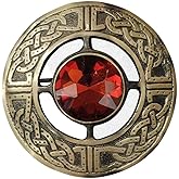 AAR Men's Kilt Brooch Pin Stones Scottish Fly Plaid Celtic Antique Plated Norse Vintage Jewelry
