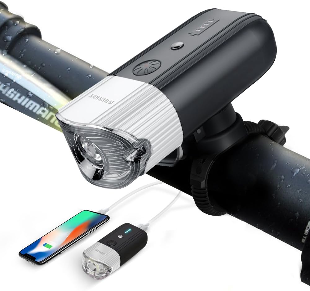 新品 ブラケットの改良品 Shenkey 自転車ライト 4000mah 10 ルーメン 自転車前照灯 高輝度 Usb充電 智能感光 Ledアクセサリーモード モバイルバッテリー機能搭載 Ip65防水 12ヶ月安心保証 シルバー Shenkey ヘッドライト Amazon