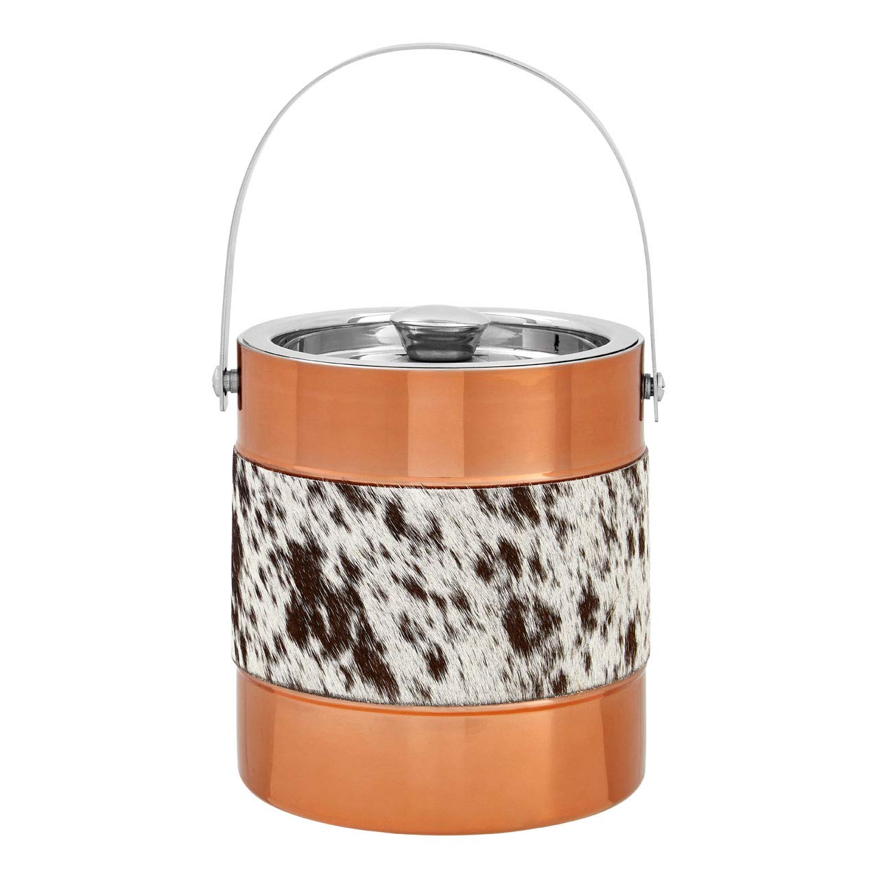 Albany Ice Bucket, Cowhide/Copper, Stainless Steel