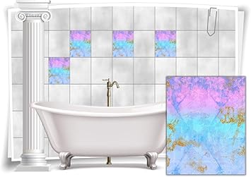 Medianlux Fliesenaufkleber Fliesen Aufkleber Vintage Nostalgie Retro Shabby Chic Blau Mint Rosa Kuche Bad Wc Deko 4 Stuck 20x25cm Amazon De Kuche Haushalt