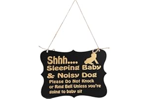 WINOMO Baby Sleeping Sign Baby Door Sign Do Not Disturb Hanger Sign Baby Room Hanging Wooden Decorative