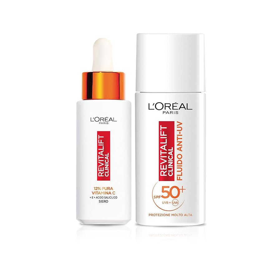 L'Oréal Paris Routine Illuminante e Protettiva, Con Siero 12% Pura Vitamina C e Fluido SPF 50+