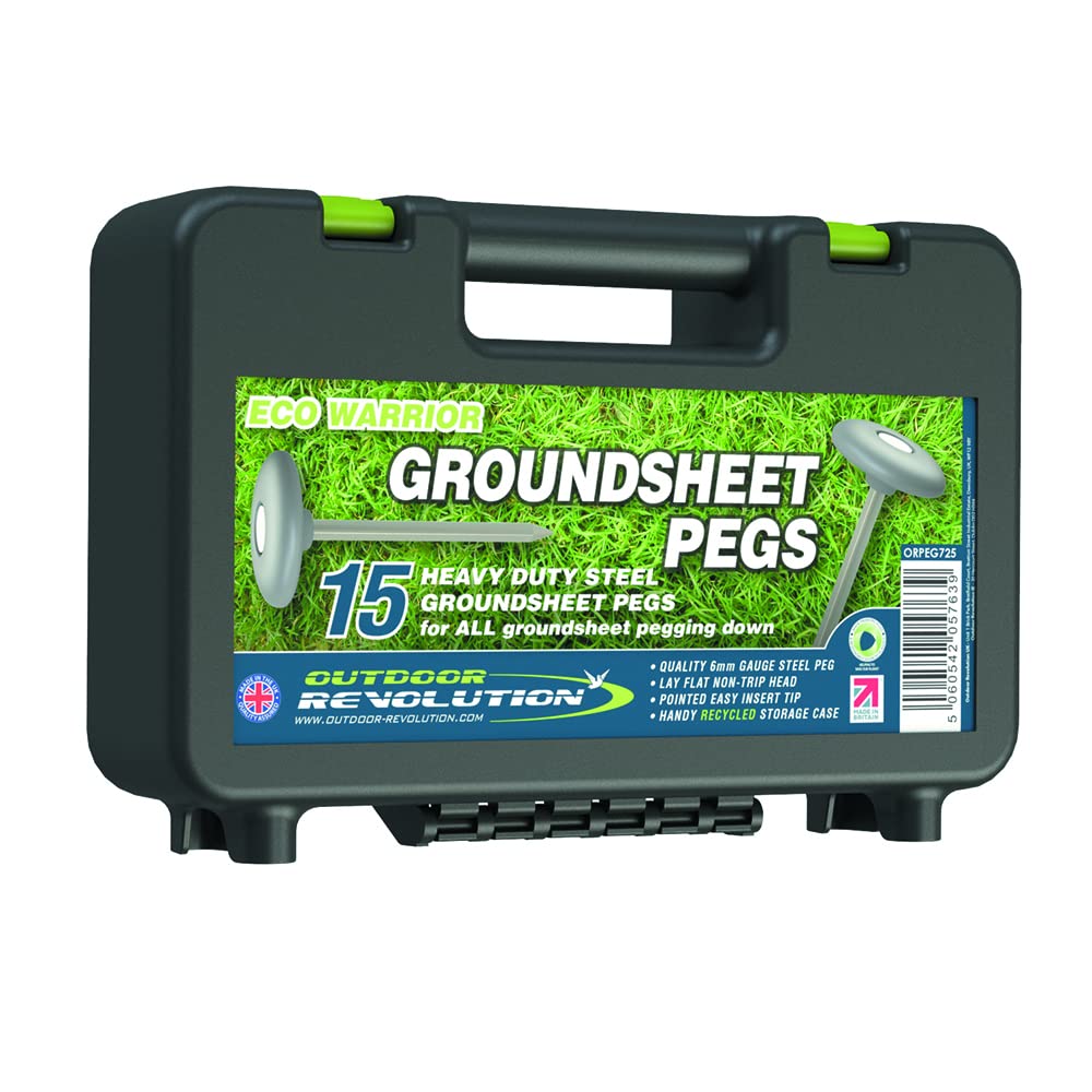 Outdoor Revolution Eco Warrior Groundsheet Pegs, Green