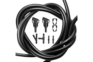 2 Pack Premium Front Windshield Washer Nozzles Kit by Weuaste, 2 Meter Windshield Washer Hose With 4 PCS Hose Connectors, Washer Spray Jet Kit fit for Chrysler, Dodge, for OEM #: 4805742AB, 5116079AA