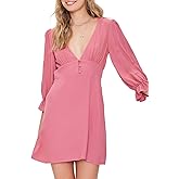 Forever 21 Womens Plunging Trumpet-Sleeve Mini Dress