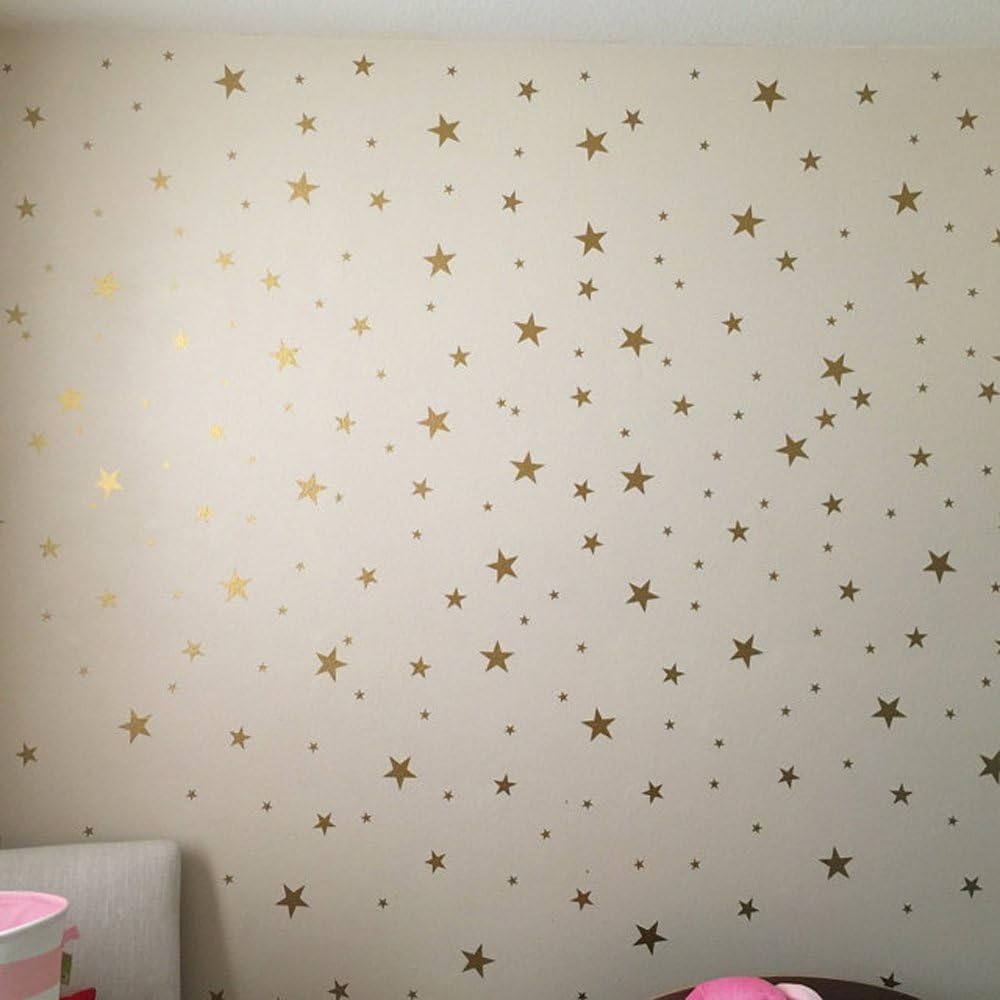 TOARTi Stars Wall Decals (124 Decals) Wall Stickers Removable Home Decoration Easy to Peel Stick Painted Walls Metallic Vinyl Polka Wall Decor Sticker for Baby Kids Nursery Bedroom (Gold Stars): Home & Kitchen