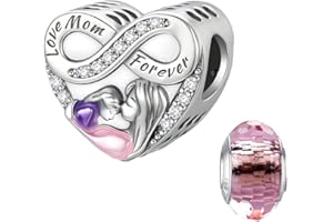 LNQOBU Family Love Mother Daughter Charm 925 Sterling Silver fits Bracelets Necklace Pendant Bead Charms Jewelry Gift for Wom