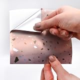 WALPLUS 24 Pack 15cm Rose Pink Silver Terrazzo Tile Stickers Peel & Stick view 6