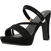 getmorebeauty Women's Chunky High Heels Slingback Sandals Open Toe Ankle Strap Slip On Platform Dress Shoes