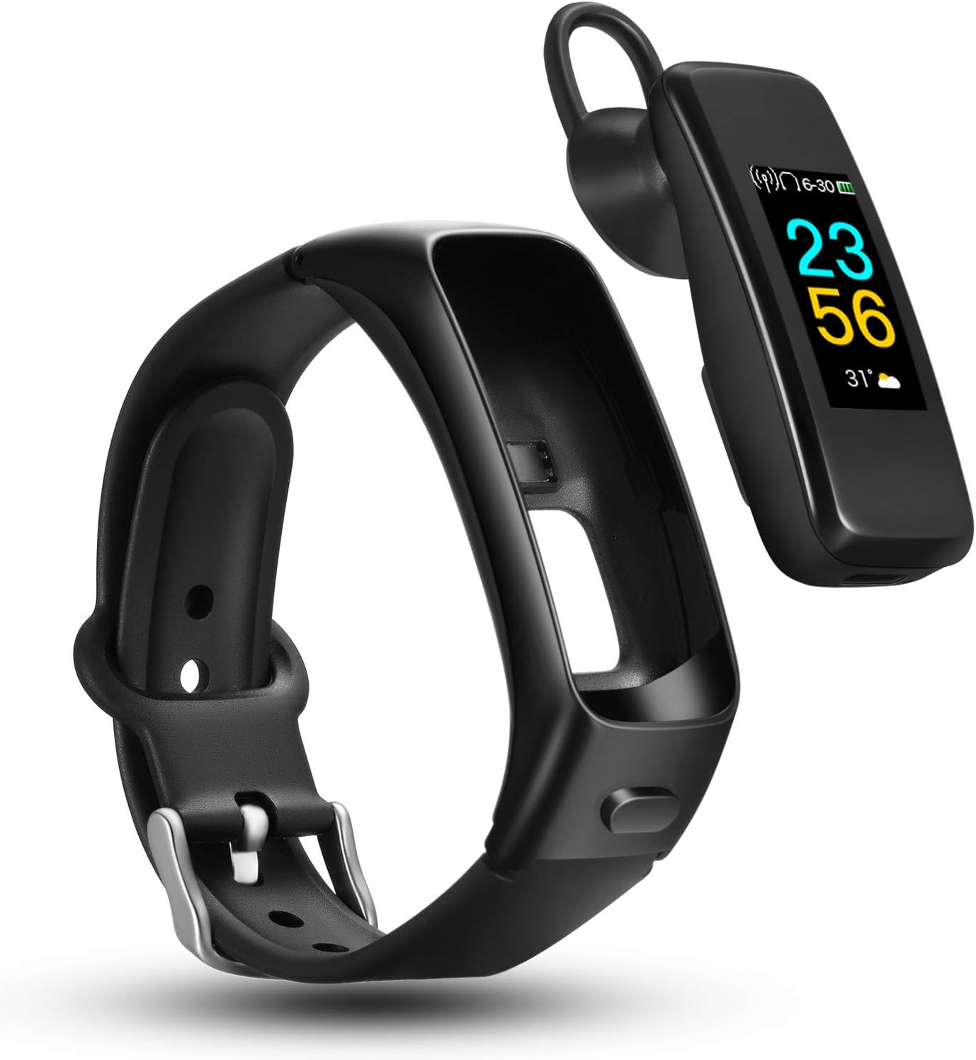 odfit Bluetooth Headphone Fitness Bracelet 2 in 1, Smart Bracelet Wireless Sport Earphone IPX7 Waterproof Talk Band Fitness Tracker with Heart Rate Blood Pressure Blood Oxygen for Men Women