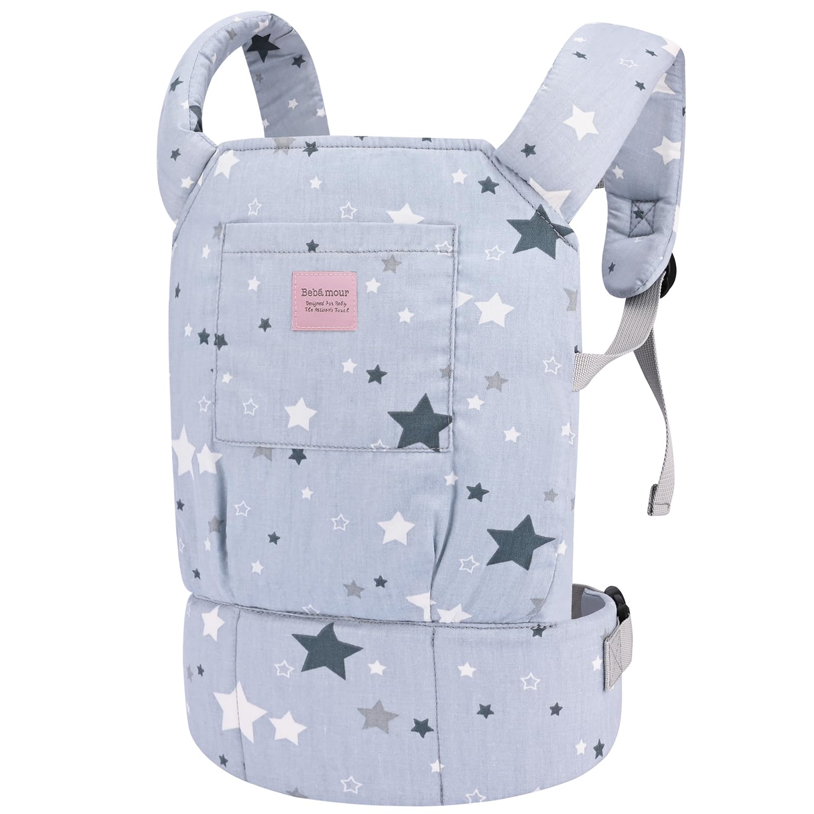 Bebamour Baby Doll Carrier for Kids Baby Doll Accesorries Storage Bag Backpack Stuffed Toys Carrier Doll Baby Carrier, Grey Star