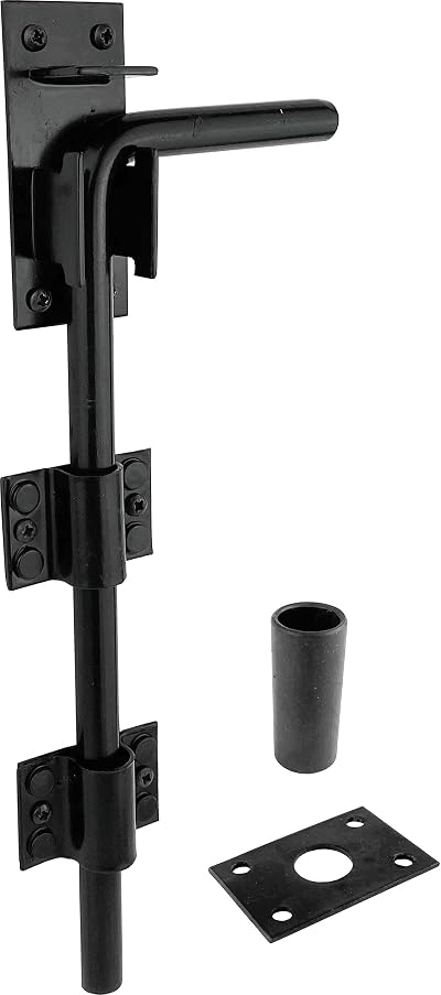 IRONTITE Black Gate Drop Bolt 300mm Heavy Duty Surface Mounted Gate Bolt