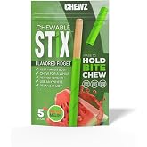 CHEWZ Chewable Stix Birchwood Fidget Tool for Biting Holding Chewing &mdash; Watermelon, Sugar Free, Zero Calorie, Reusable Oral Sensory Stick, 5 Sticks Per Pouch - Help to Stop Smoking