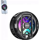 Phone Cooler, Cooling Fan for Phone, Magnetic Cell Phone Cooler for Gaming | USB Semiconductor Cooling Fan for iPhone Android,Magnetic &amp; Clip-On,Large Cooling Plate,3 Gears,RGB Light Switchable-Black