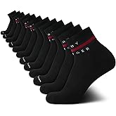 Tommy Hilfiger Mens Quarter Socks - 12 Pack Cotton Blend Athletic Performance Cushioned Ankle Socks for Men with Arch Support