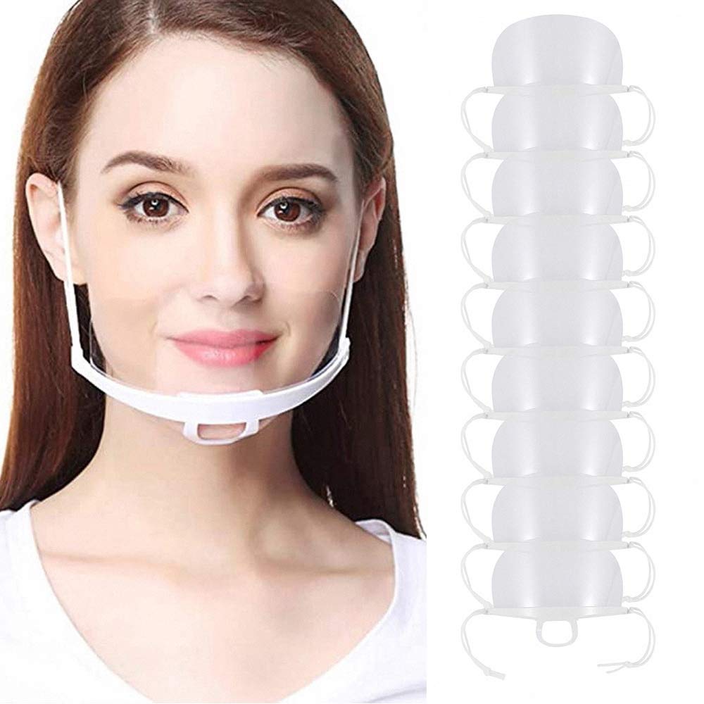 10 PCS Mouth shield Clean Anti-Fog Mouth Screen Universal Transparent Half Face Screen Visor with Adjustable Elastic