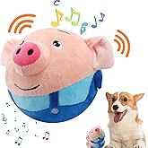 OTXKXBLP Active Moving Pet Plush Toy, Interactive Dog Toys Pet Bouncing Balls, USB Rechargeable Interactive Washable Cartoon Pig Plush Sound Electronic Dog Toy, Small Cute Squeaky Pig Dog Toy (Blue)