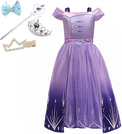Amazon Shinykids エルサ ドレス アナと雪の女王2 プリンセス ドレス 子供 ディズニー コスプレ セット ハロウィン 子供 変身 プリンセス 仮装 イベント 誕生日プレゼント 子供変装 記念撮影用 ドレス クリスマスプレゼント ディズニープリンセス ドレス 豪華5点