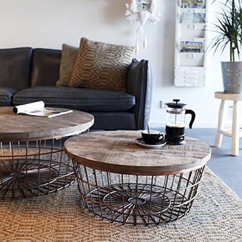 Esto Gmbh Couchtisch Kaffeetisch Beistelltisch New Glory Rund O 70 Cm Holz Metall Kupfer Amazon De Kuche Haushalt