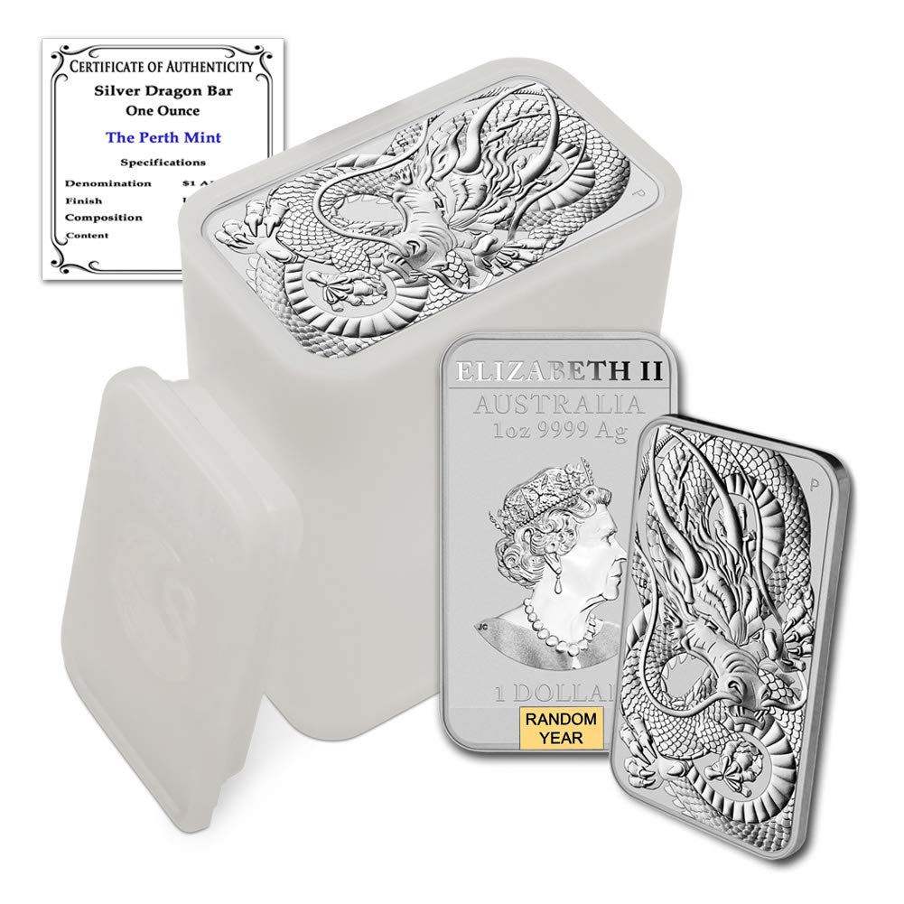 2025 P Lot of (20) 1 Troy Ounce Australian Silver Dragon Rectangular Bar Coins Brilliant Uncirculated with Certificates of Authenticity $1 Seller BU