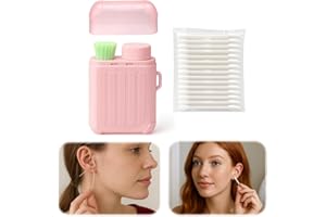 XANGNIER Ear Piercing Cleaner,Ear Piercing Cleaning Kit,Earring Hole Piercing Aftercare Cleaning Tool Set with 240pcs Disposable Ear Piercing Cleaner Floss,50pcs Cotton Swabs for Girls Women Men,Pink
