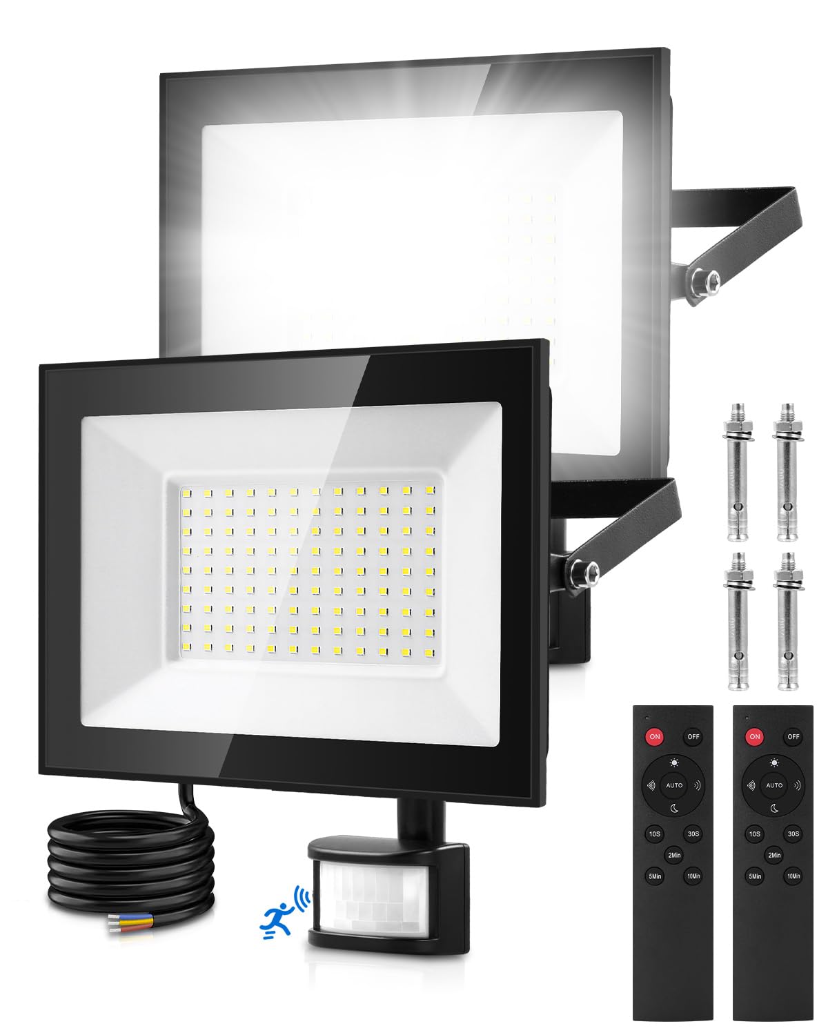 Lightasea Security Lights Outdoor Motion Sensor, 100W PIR Security Light with Remote Control, IP66 Waterproof LED Motion Sensor Light Outdoor, 10000LM 6500K PIR Floodlight for Garden, Backyard, Garage