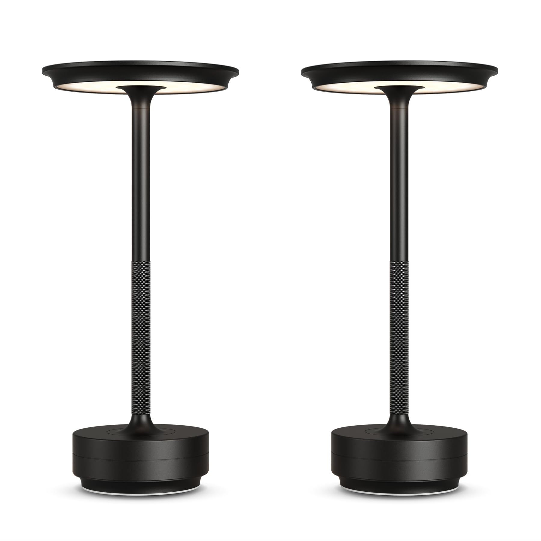 Photo 1 of FDIDC 2 Pack Cordless Table Lamps Rechargeable, 5000mAh Portable LED Table Light, 3 Color Stepless Dimming Battery Powered Table Lamp, for Patio/Restaurant/Home/Outdoor.(Black)