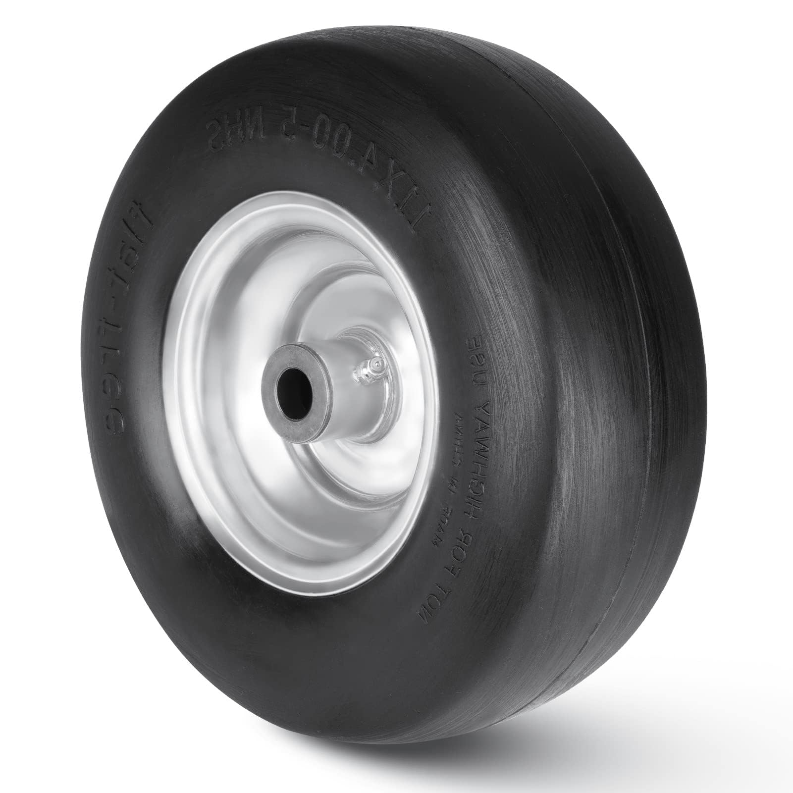 Photo 1 of 11x4.00-5" Lawn Mower Tires Flat Free, 3/4" or 5/8" Bore ID, 11x4-5" Zero Turn Mower Front Tire, 11x4x5 Smooth Solid Rubber Riding Mower Front Tire and Wheel, 3.4"-4"-4.5"-5" Centered Hub (1 Pack)