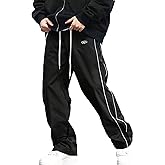 Mens Lightweight Sweatpants Y2k Drawstring Baggy Track Pants Cool Windbreaker Pants Streetwear