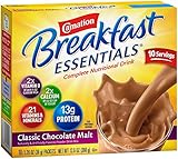 Carnation Breakfast Essentials, Classic Chocolate Malt Powder, 1.26 oz, 10-Count Envelopes (Pack of 6)