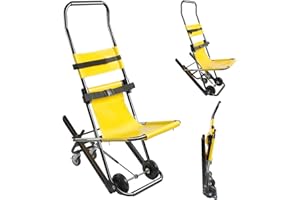 GASGO Manual Lift Stair Chair - 350lbs Capacity Portable Folding Stairlift for Elderly, Aluminum Alloy Mobility Transport Chair for Home & Evacuation (Downstairs-only)