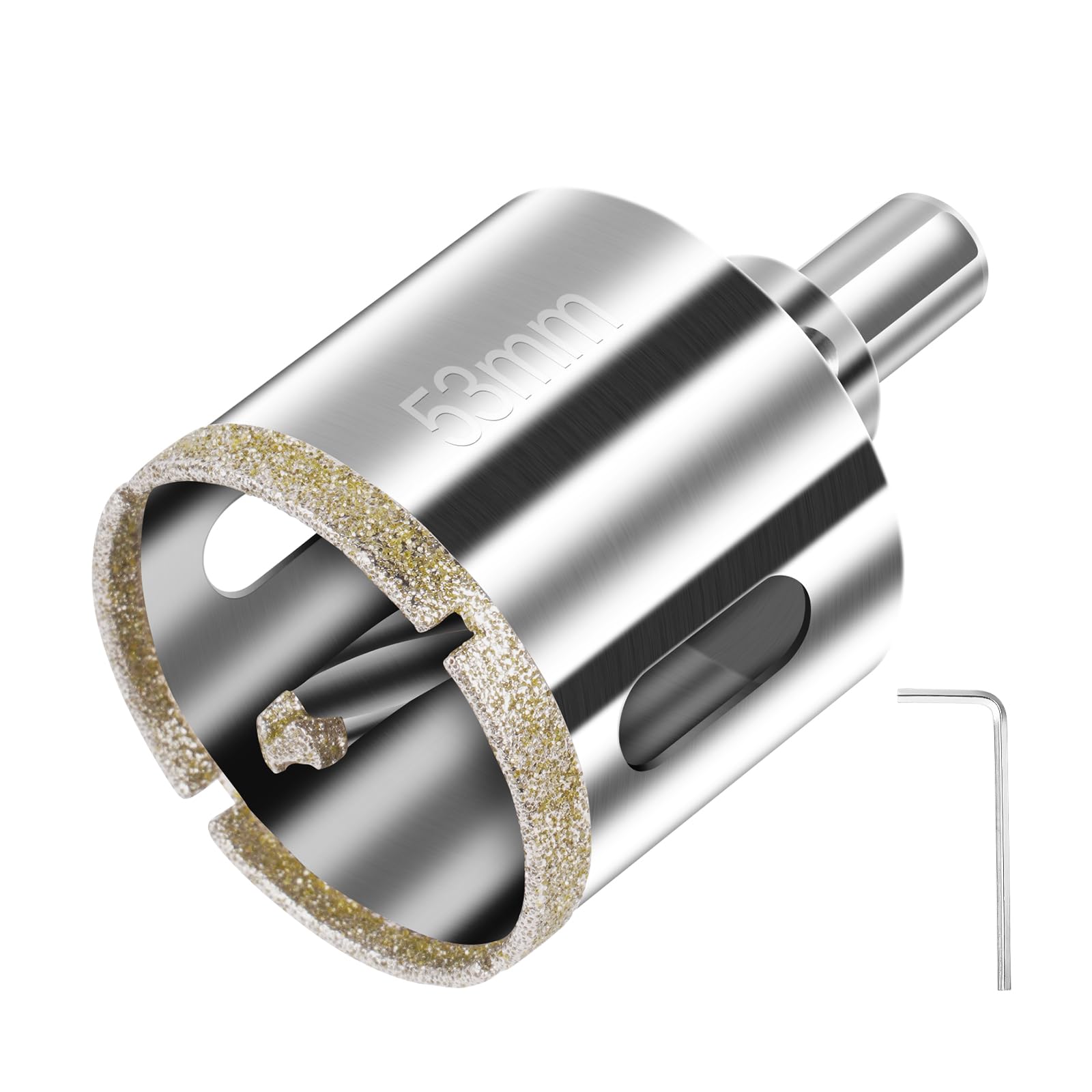 flintronic Diamond Drill Bit, 53mm Drill with Center Guide Bit, Glass Hole Saw Core Drill Bit with Diamond Surface Coating, for Glass/Tile/Ceramic/Marble/Limestone/Fiberglass/Porcelain Cutting