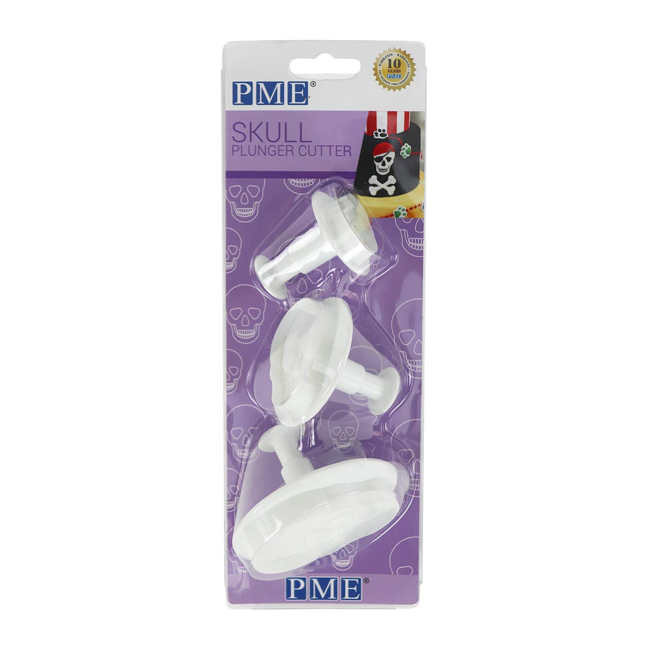 PME SKU202 Novelty Plunger Cutters-Skull Set of 3, AMS Plastic,White