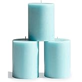 CANDWAX 3x4 inch Pillar Candles Set of 3 – Unscented Dripless Rustic Light Turquoise Candles for Table Decor, Weddings, Centerpieces