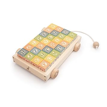 uncle goose classic abc blocks with pull wagon
