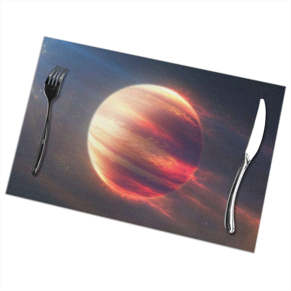 ZMagwa Placemats for Dining Table Beautiful Jupiter Printed Handmade Place Mats for Kitchen Table 12 X 18 Inches Set of 6