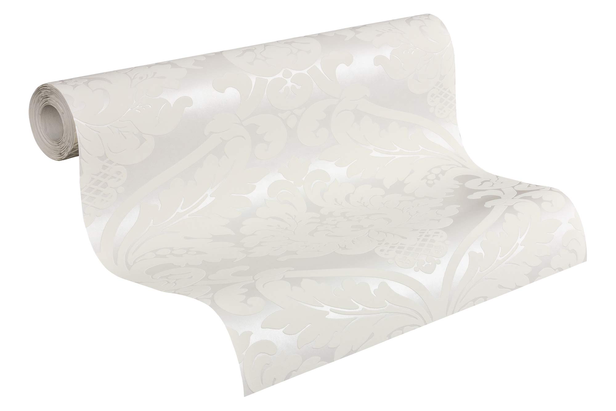 A.S. Création Living Walls Non-Woven Wallpaper Black & White Wallpaper with Ornaments Baroque 10.05 m x 53 cm Metallic White Made in Germany 554338 5543-38