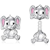 Shusukue Animal Stud Earrings for Women Frog/Sloth/Elephant/Fox/Highland Cattle Adjustable Earrings 925 Sterling Silver Animal Jewelry Gift for Daughter/Friend