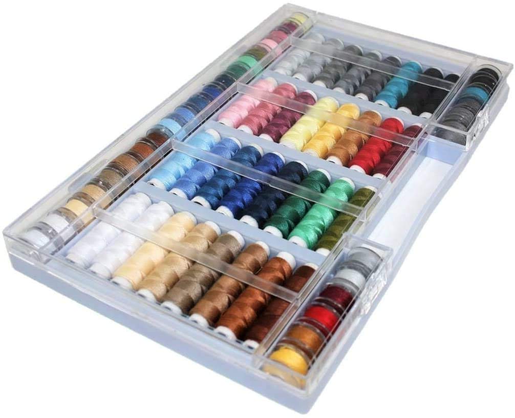 Alzetta Assortment of 64 Coloured Threads (100% Polyester, Suitable for Sewing Machine)