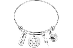 AKTAP Lineman Gifts Lineman Wife Jewelry Every Day I Put My Heart on the Line Expandable Charm Bangle Bracelet for Lineman Wife,Lineman Mom,Lineman Girlfriend (Lineman Bracelet)
