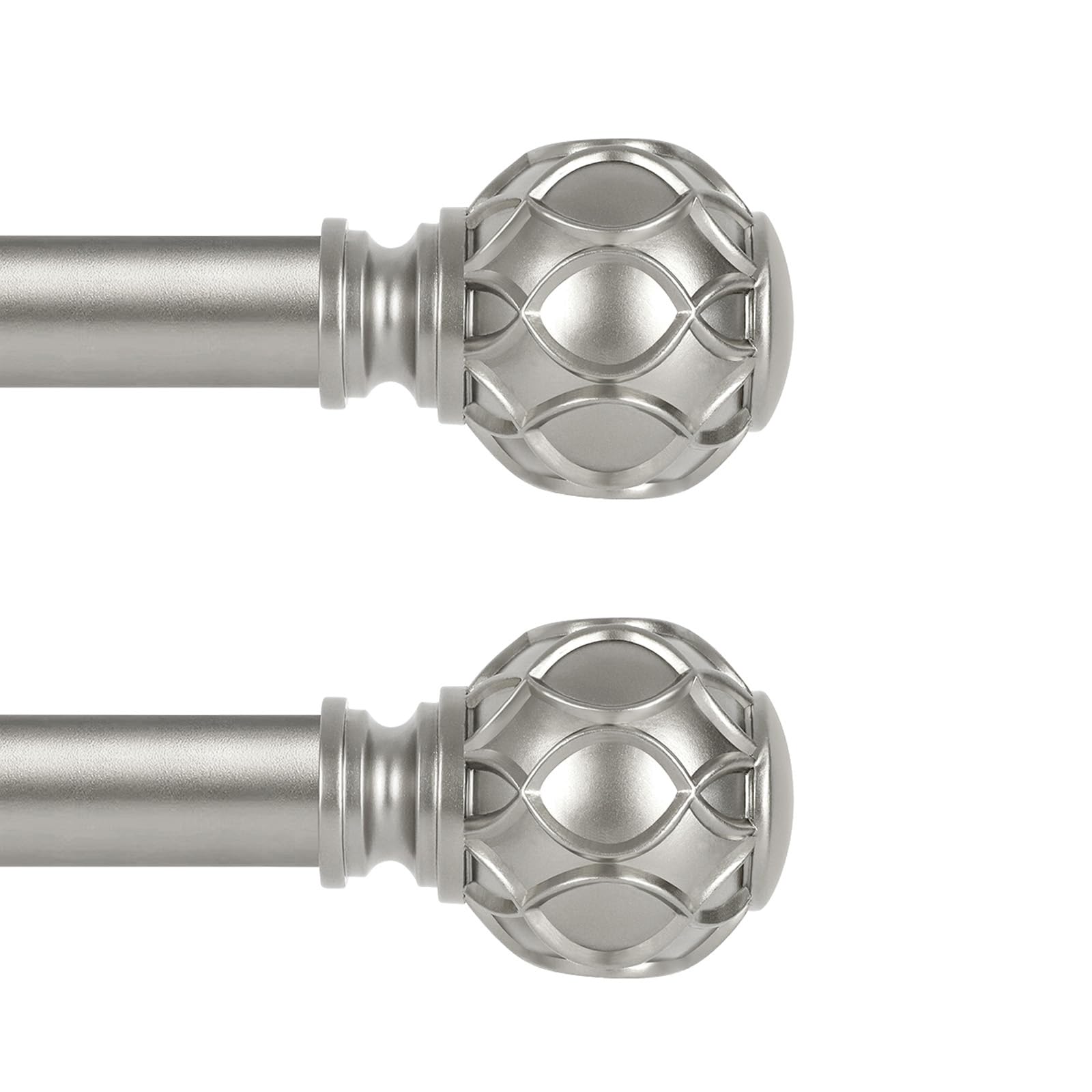Photo 1 of TANGWIN Silver Farmhouse Curtain Rods for Windows:Heavy Duty Adjustable Curtain Rod for Bedroom Living Room,Boho Decorative Rustic Drapery Rods with Vintage Coastal Finial,Antique Silver 2 Pack 18-45"